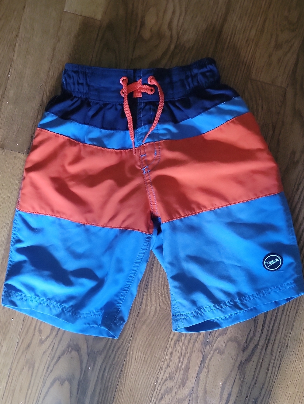 Speedo Boys Blue and Red/Orange Colorblock Swim Shorts